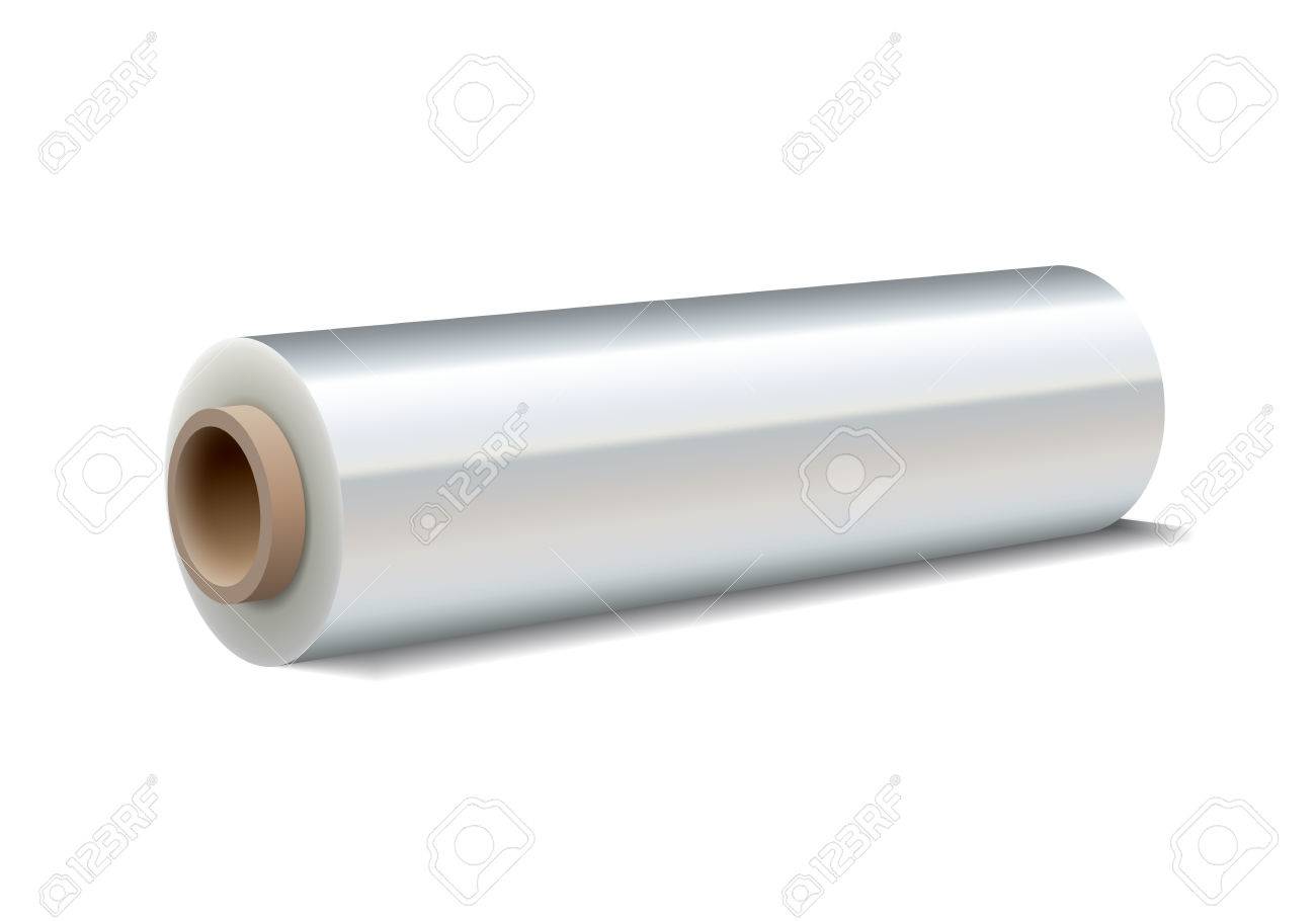 Roll of wrapping plastic stretch film on white background. Vector illustration - 48418407 Roll of wrapping plastic stretch film on white background. Vector illustration - 48418407