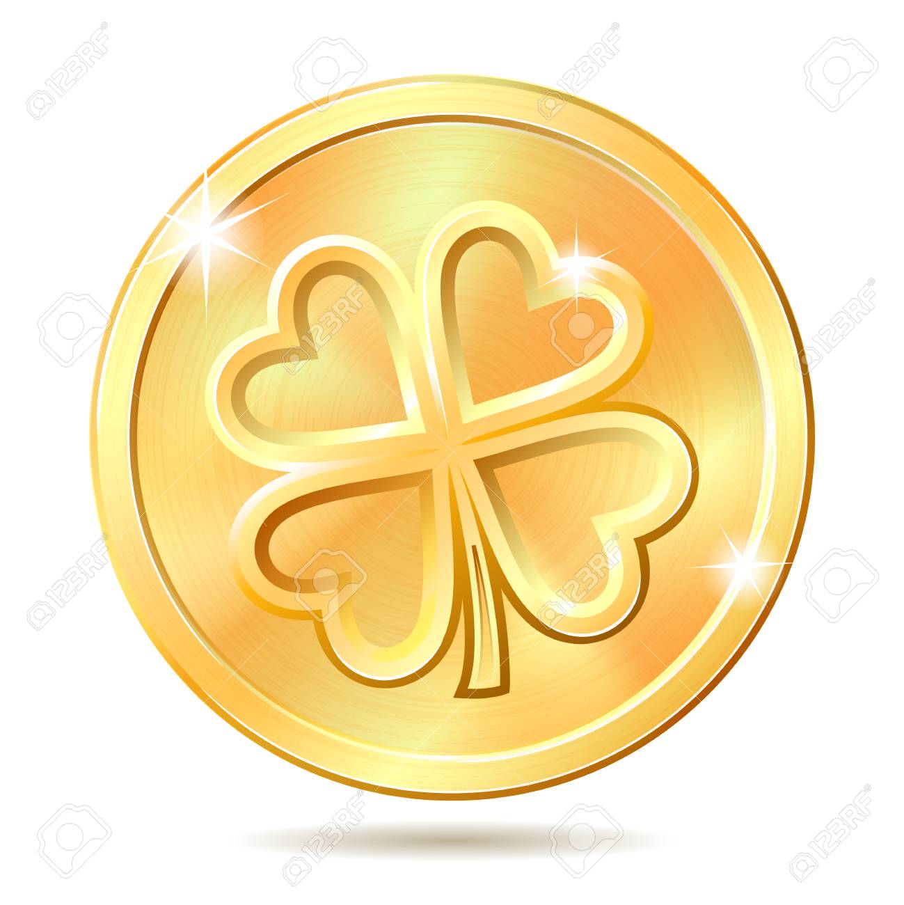 Golden Coin With Clover. Royalty Free SVG, Cliparts, Vectors, and Stock  Illustration. Image 96708122.