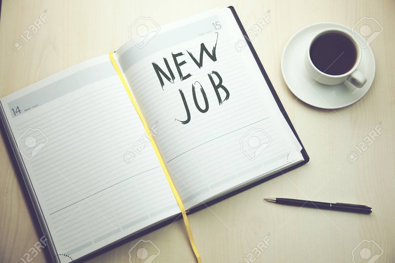 new job text on