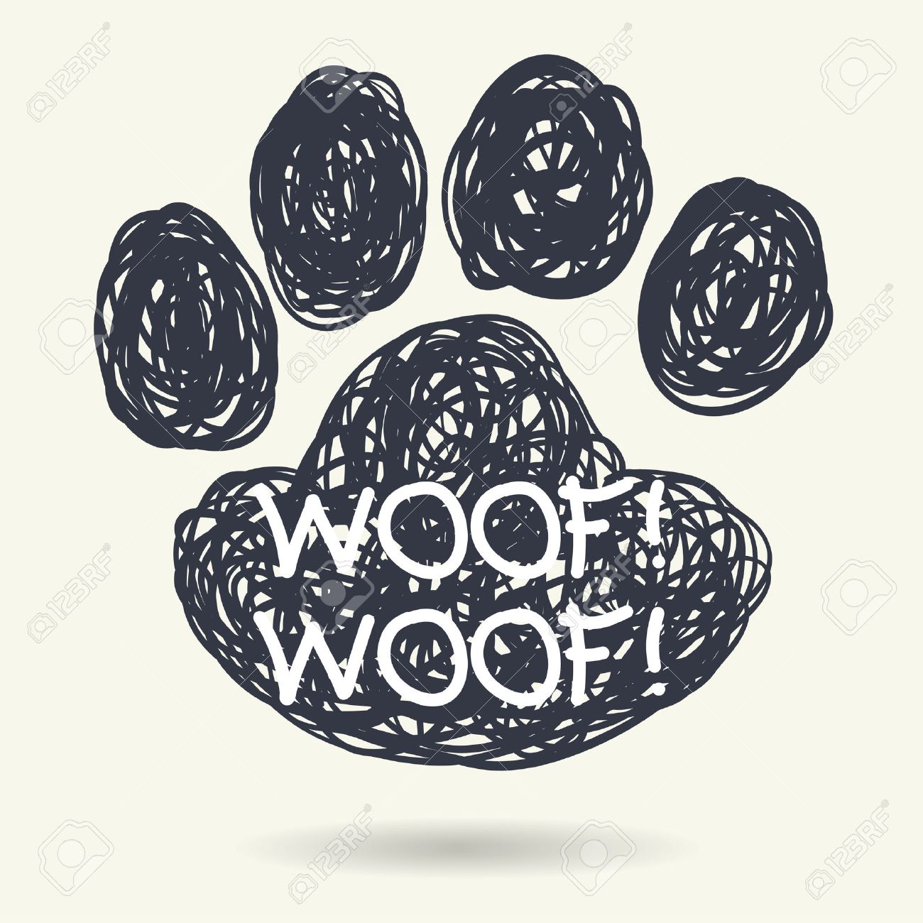 明るい背景に分離された印刷犬の前足の形のかわいい手描き下ろしの落書きフレーム のイラスト素材 ベクタ Image