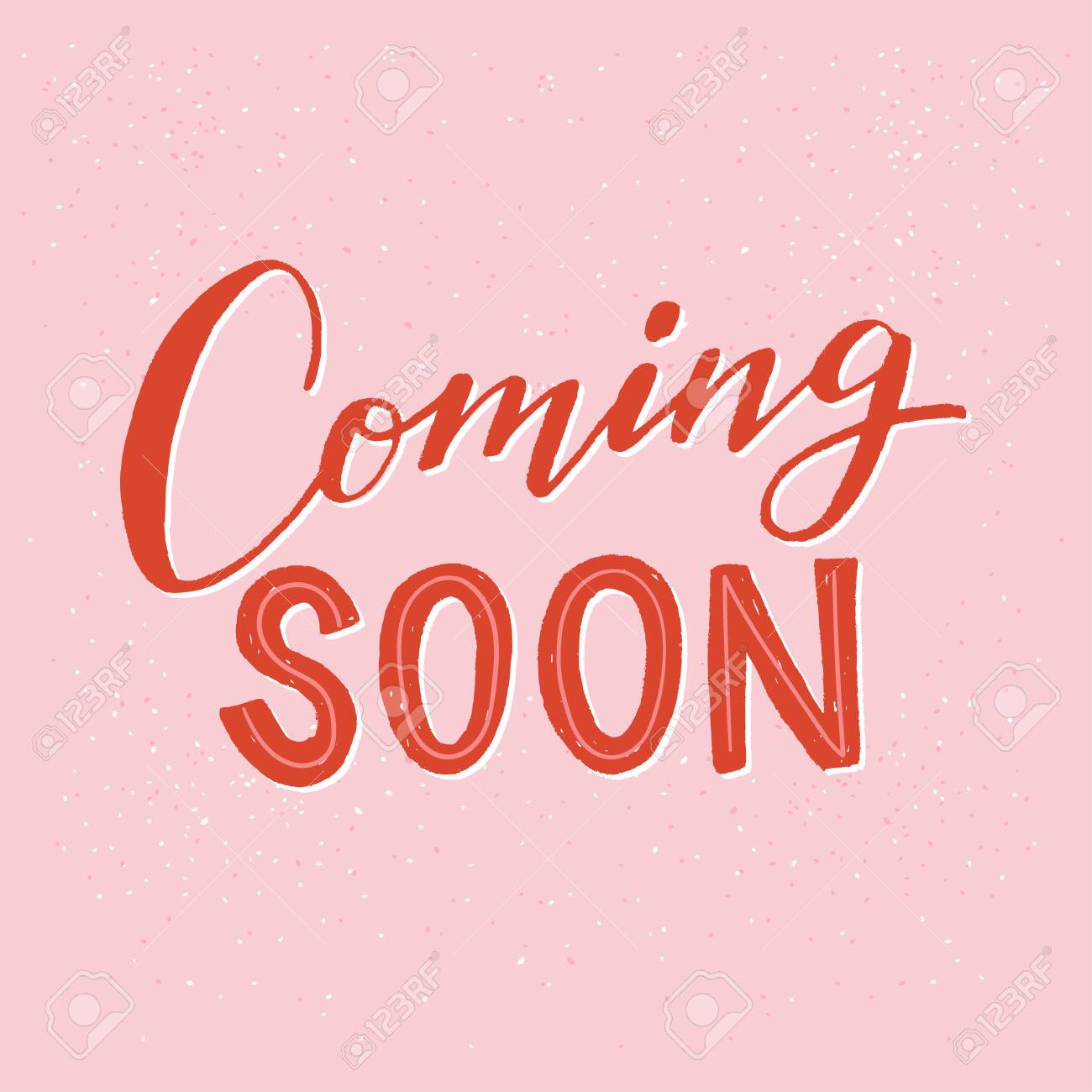 Coming Soon Hand Lettering Text On The Pastel Pink Background