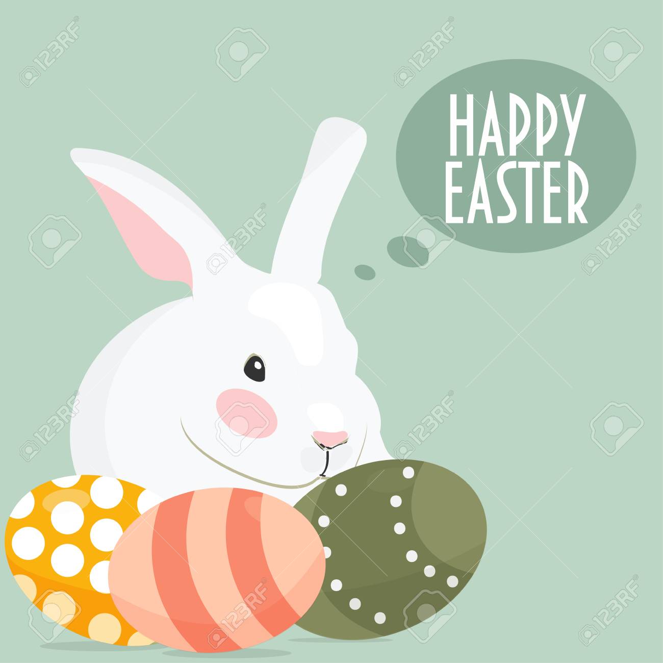 easter bunny with easter eggs and happy easter invitation easter invitation