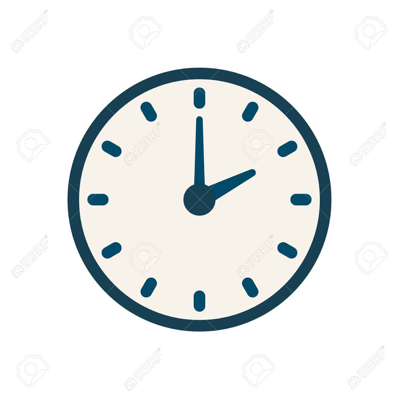 blue flat vector clock icon flat linear time sign royalty free