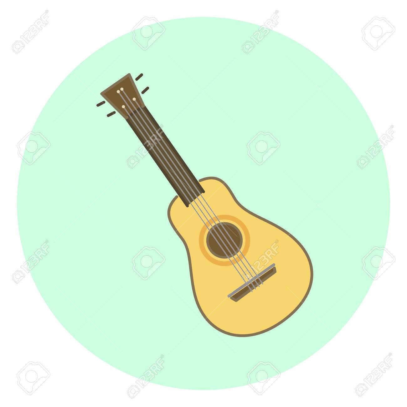 フラット カラフルなベクトル ウクレレの小さな木製ハワイアン ギターのイラスト素材 ベクタ Image