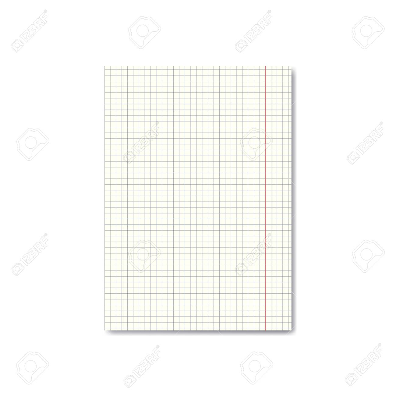 vector realistic quadrille or graph paper sheet with margins notebook with graph paper