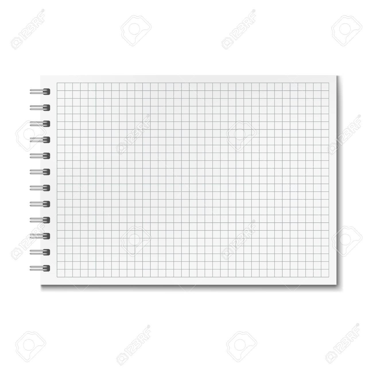 horizontal vector realistic graph ruled notebook notepad with quad paper