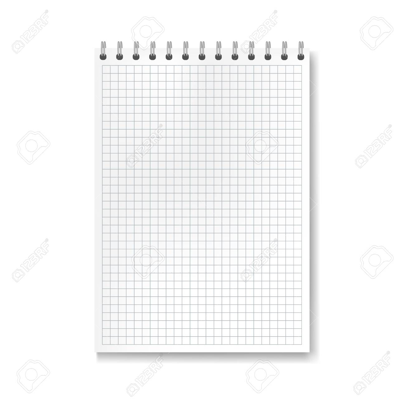 realistic vector vertical math ruled notebook template copybook quad paper