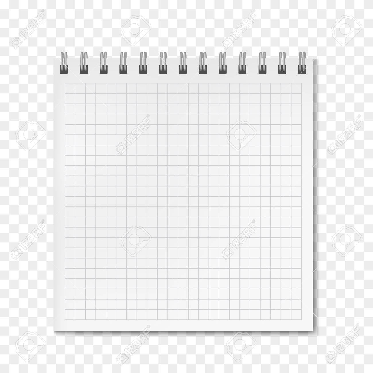 square vertical vector realistic white math ruled notebook school quad paper