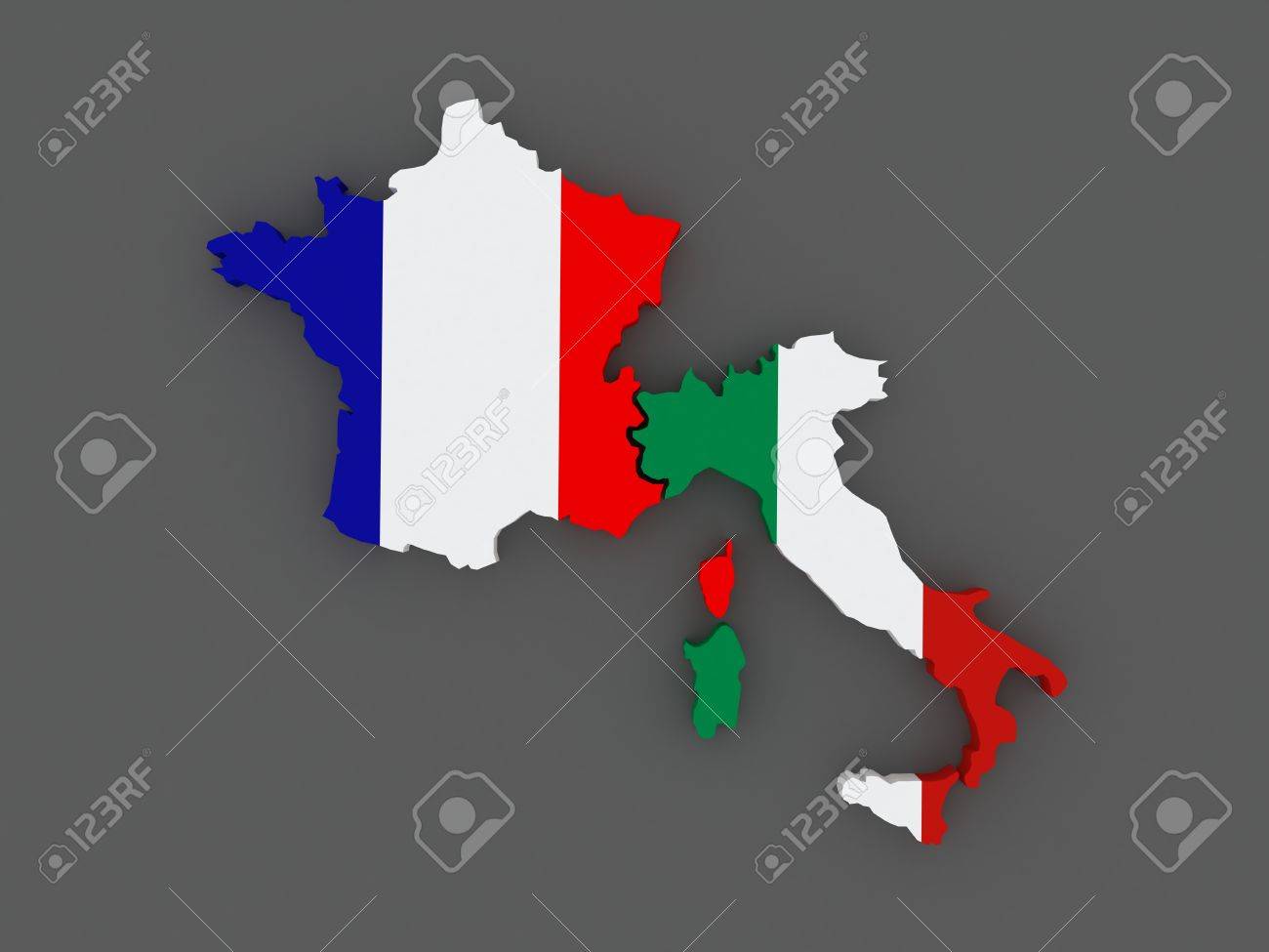 Map Of Italy And France France And Italy. Map. 3D Stock Photo, Picture And Royalty Free Image.  Image 28367674.