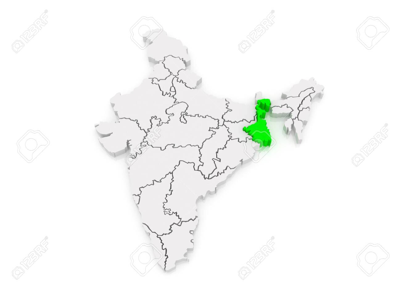 West Bengal 3d Map Map Of West Bengal. India. 3D Stock Photo, Picture And Royalty Free Image.  Image 30065973.