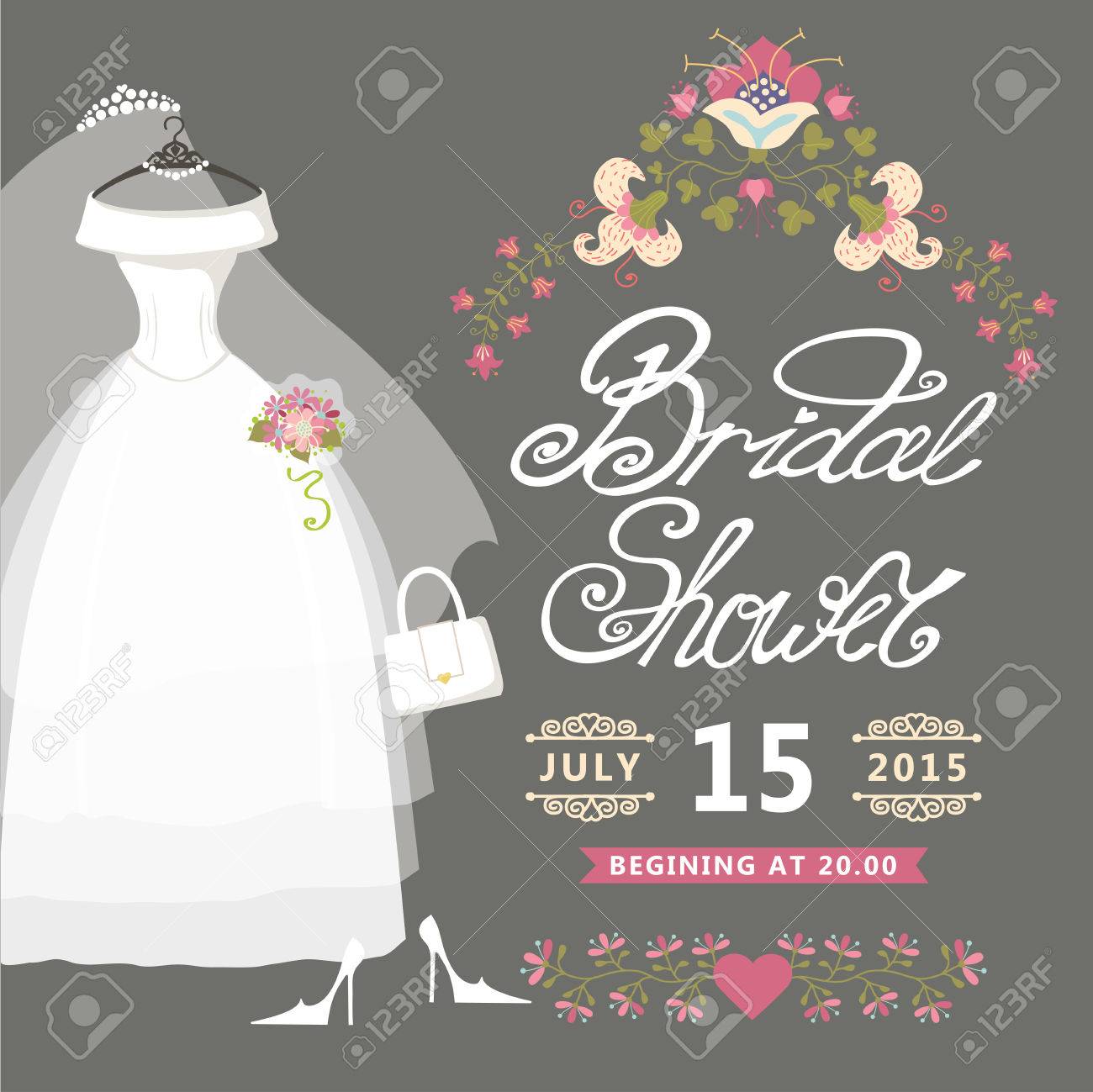 bridal shower card vintage wedding invitation with floral border