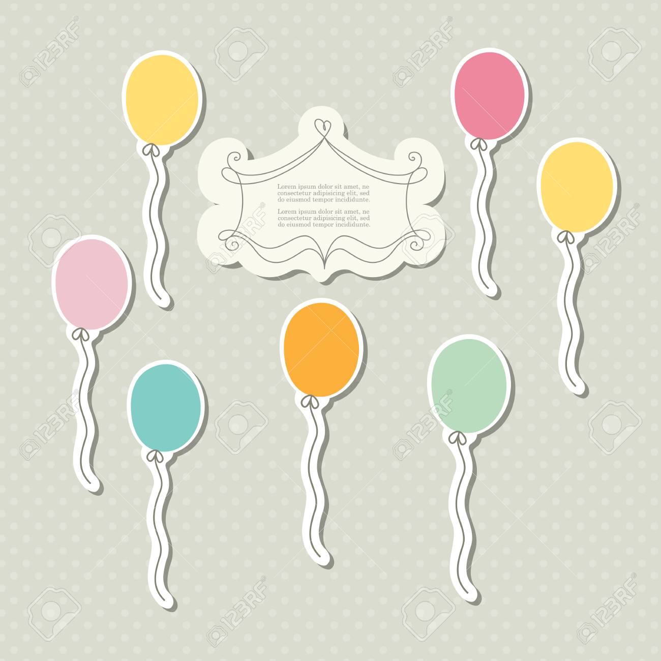 ロマンチックなスクラップ予約テンプレート招待状挨拶 ベビー シャワー カード 誕生日ラベル はがきフレームまたは子のアルバム ベクトル図のイラスト素材 ベクタ Image