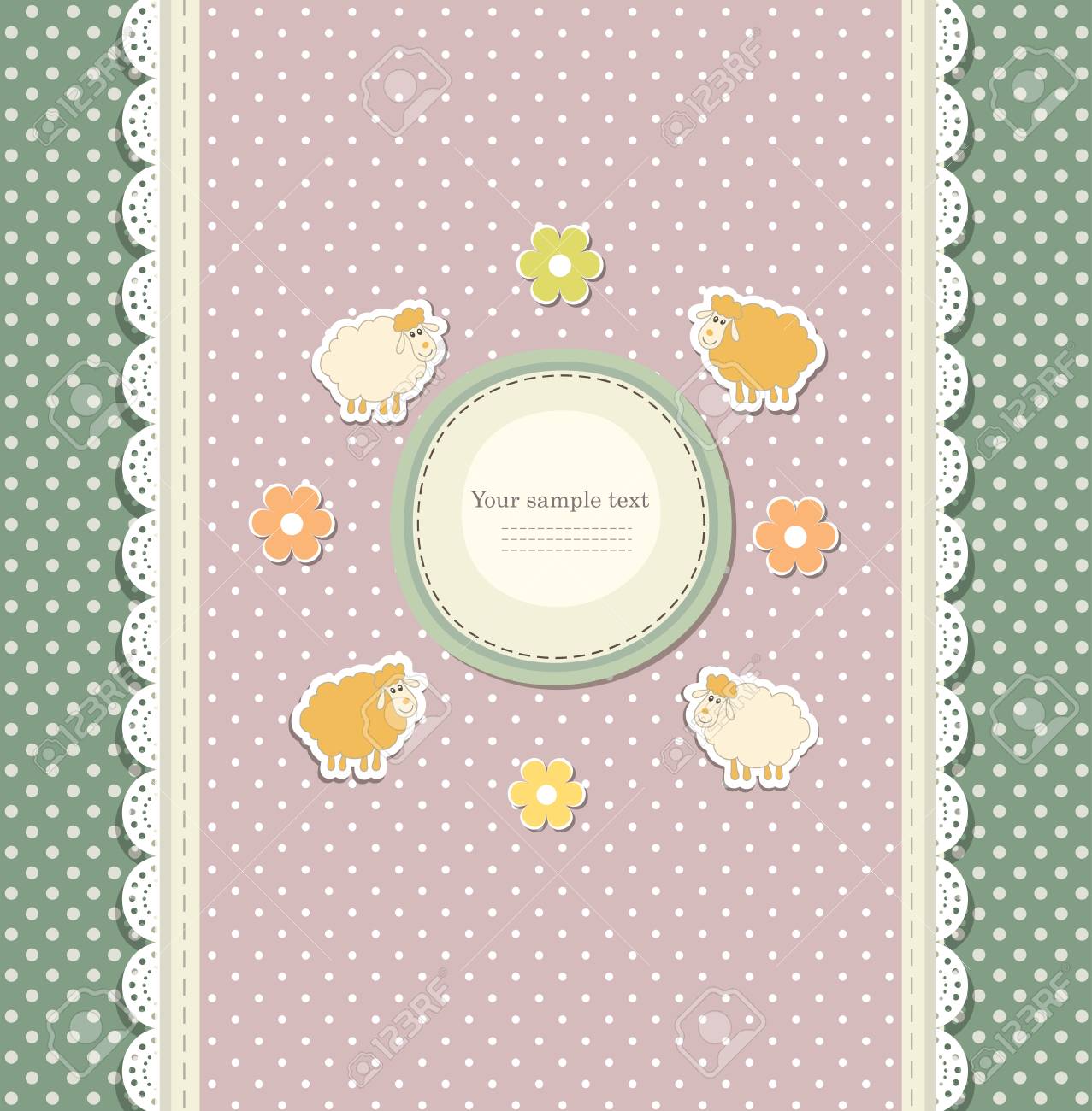 Modele De Reservation De Scrap Colore Vintage Pour La Fete D Enfant Invitation Salutation Bebe Garcon Carte De Douche De Fille Etiquette De Joyeux Anniversaire Cadre De Carte Postale Album De L Enfant Illustration