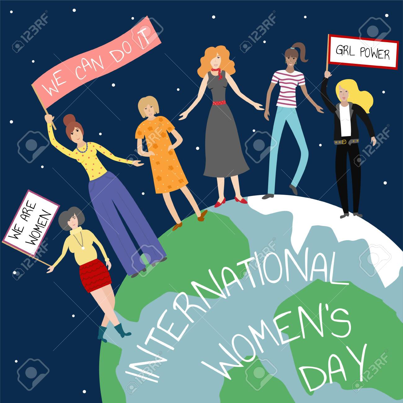 Vector Feminist Illustration. Girl Power Poster. International ...