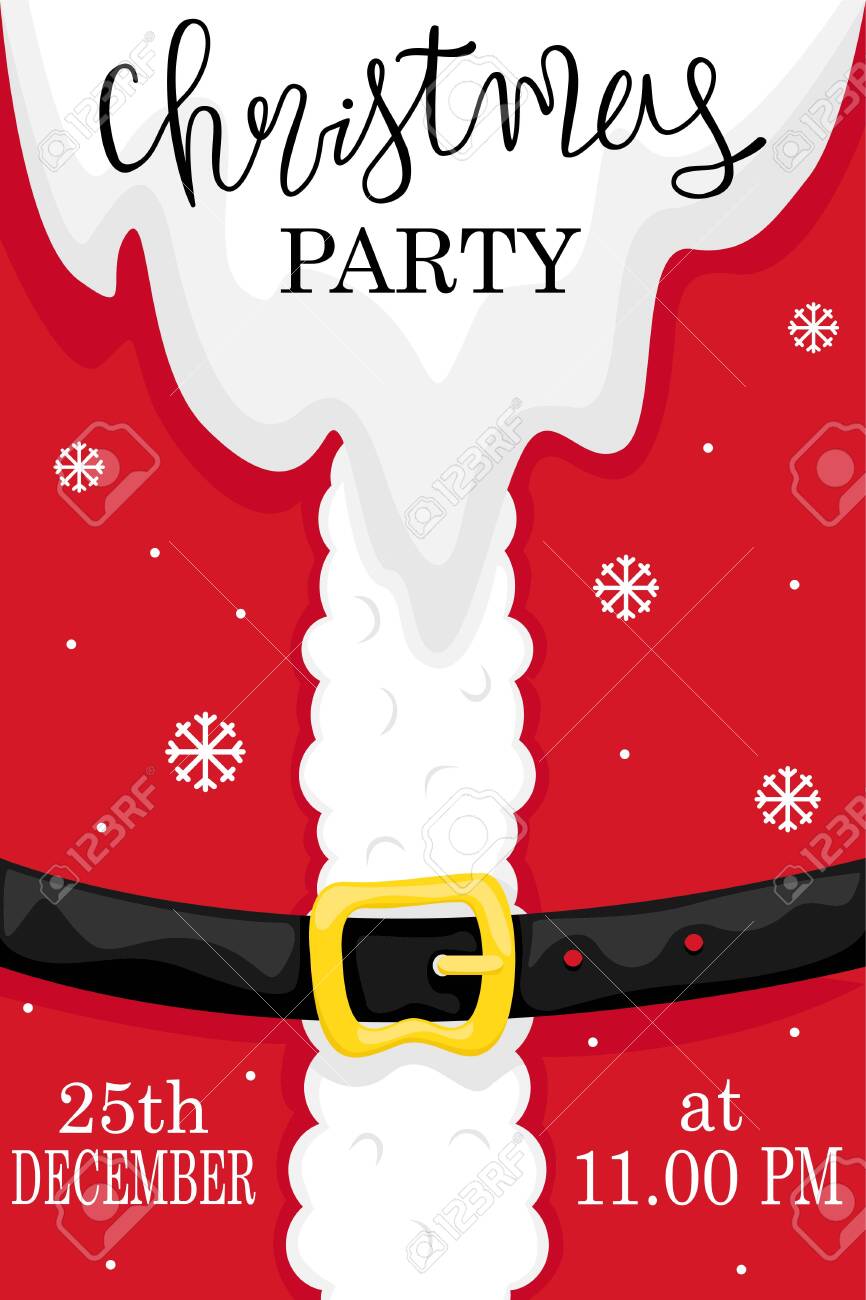 Vector Christmas Party Poster Santa Suit Perfect For Gift Tags Royalty Free Cliparts Vectors And Stock Illustration Image 121997928