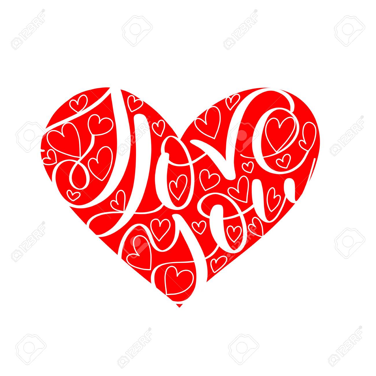 I LOVE you text in red heart shape, Calligraphic love lettering - 93872588 I LOVE you text in red heart shape, Calligraphic love lettering - 93872588