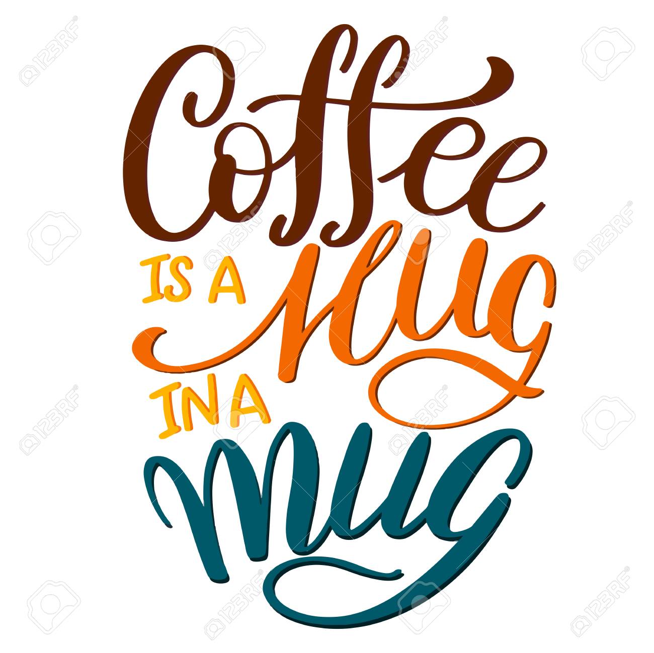レタリングコーヒーはマグカップの抱擁です 文字の手描きの記号 コーヒーの引用 プリントやポスター メニュー デザイン グリーティングカードのためのテキスト ベクトルのイラスト のイラスト素材 ベクタ Image