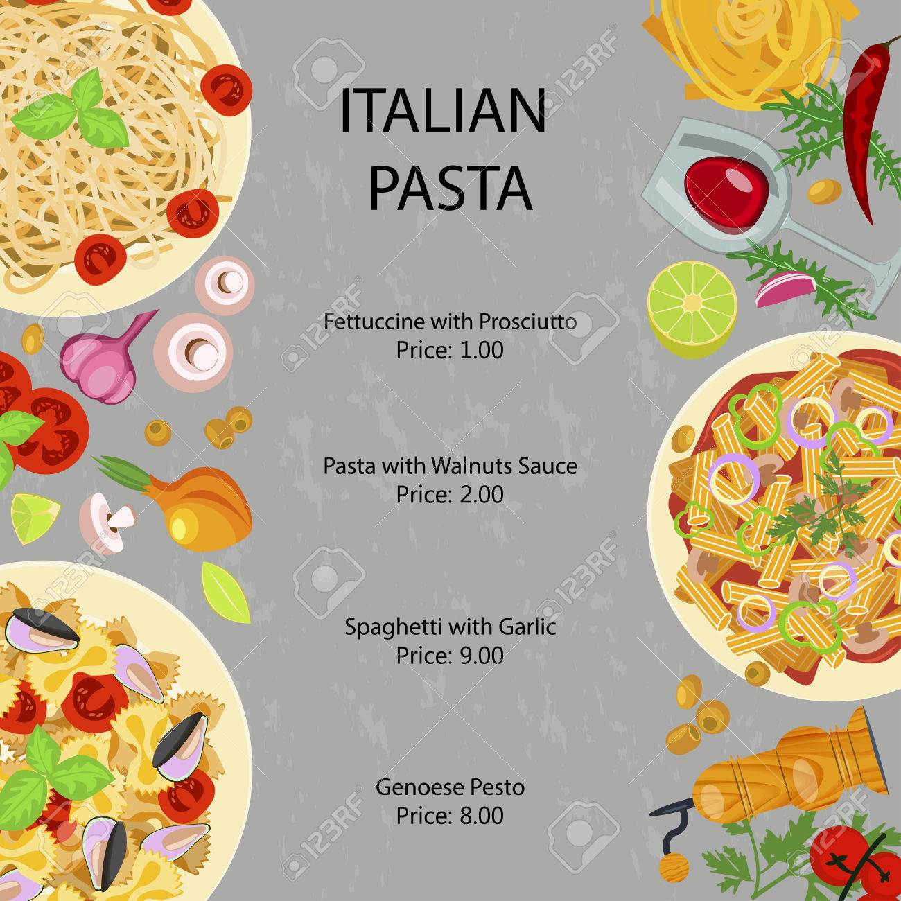 パスタ レストラン メニュー のイラスト素材 ベクタ Image