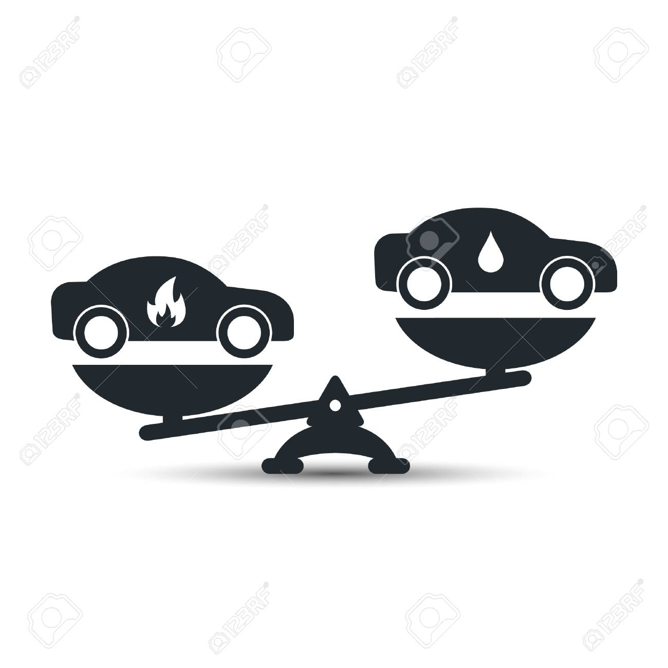 ガソリンとガスのガソリン車との比較の図 スケール上にガソリンとガス車 利点または利益のデモンストレーション ガソリン車ベクトル概念対ガス車 のイラスト素材 ベクタ Image