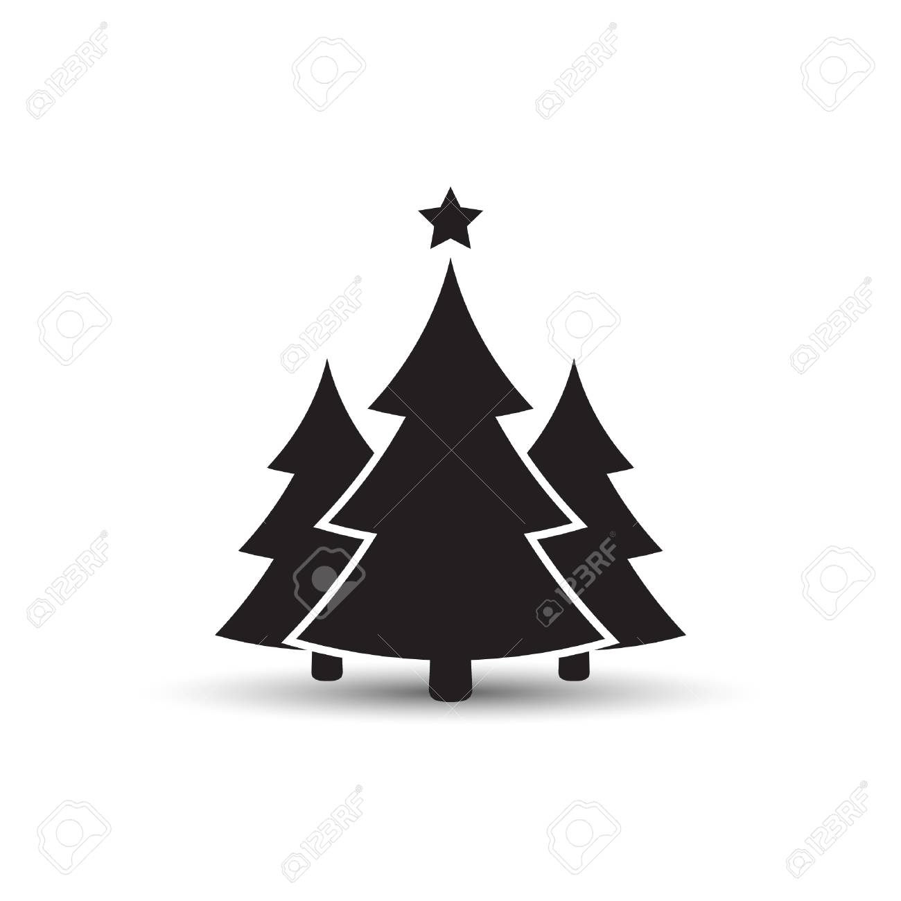 Christmas trees icon, vector simple design. Black symbol of fir,tree,..
