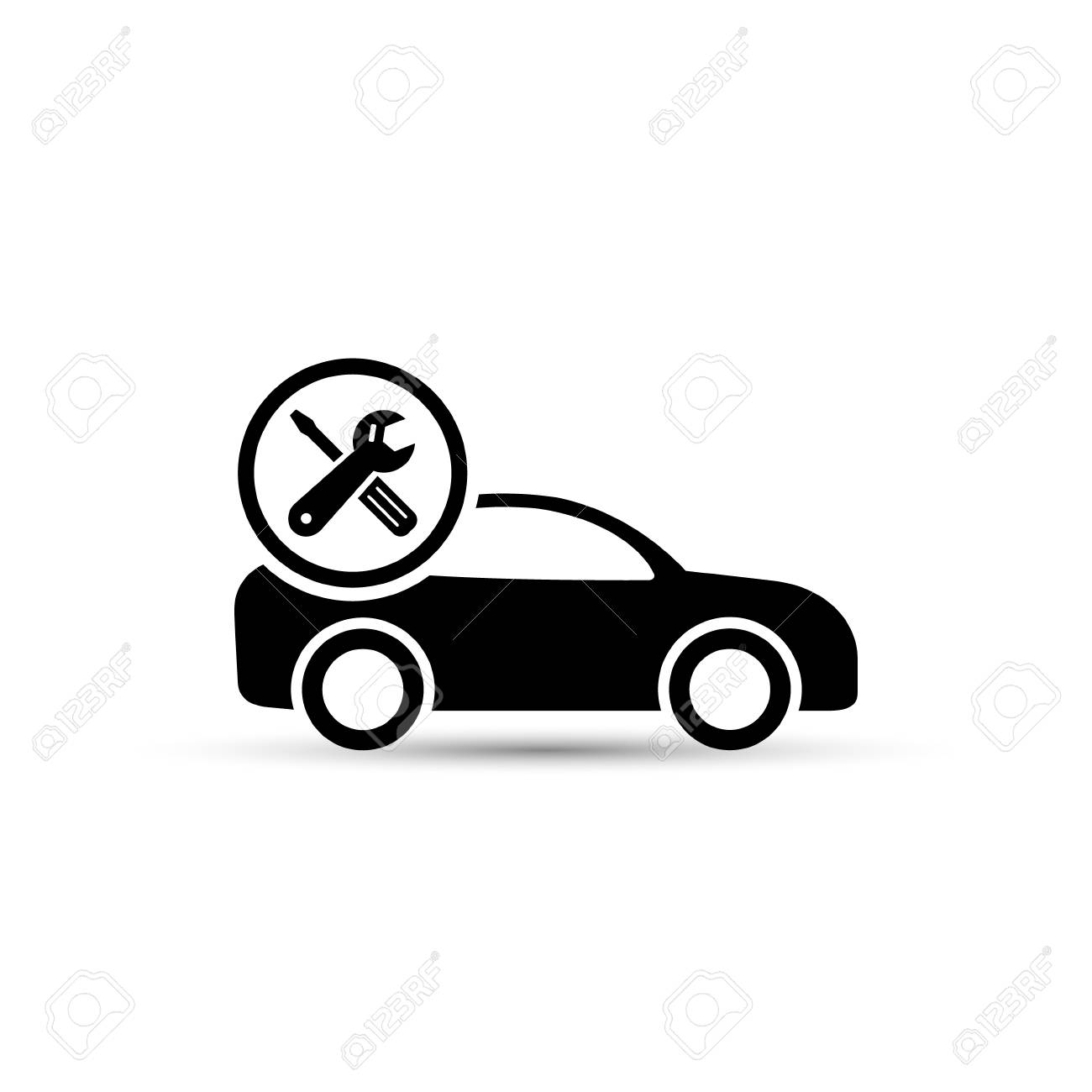 白い背景で隔離の車修理ベクトルのアイコン のイラスト素材 ベクタ Image