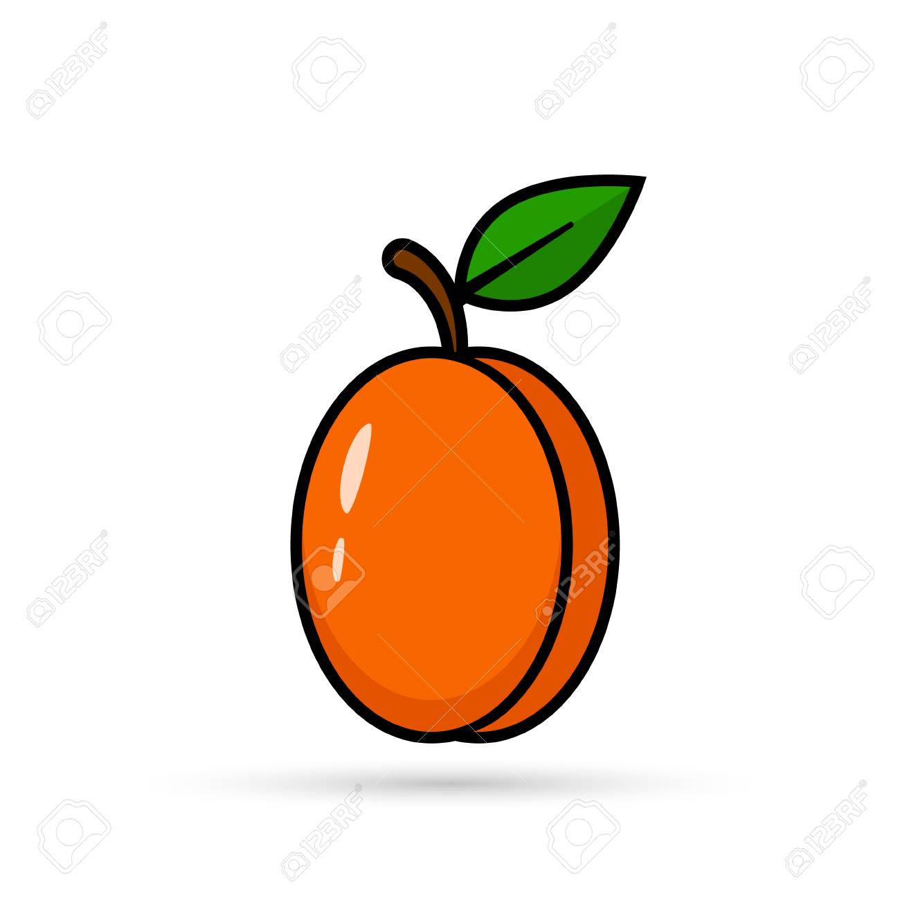 Apricot With Leaves Icon Vector Isolated Apricot Color Symbol Royalty Free Cliparts Vectors And Stock Illustration Image
