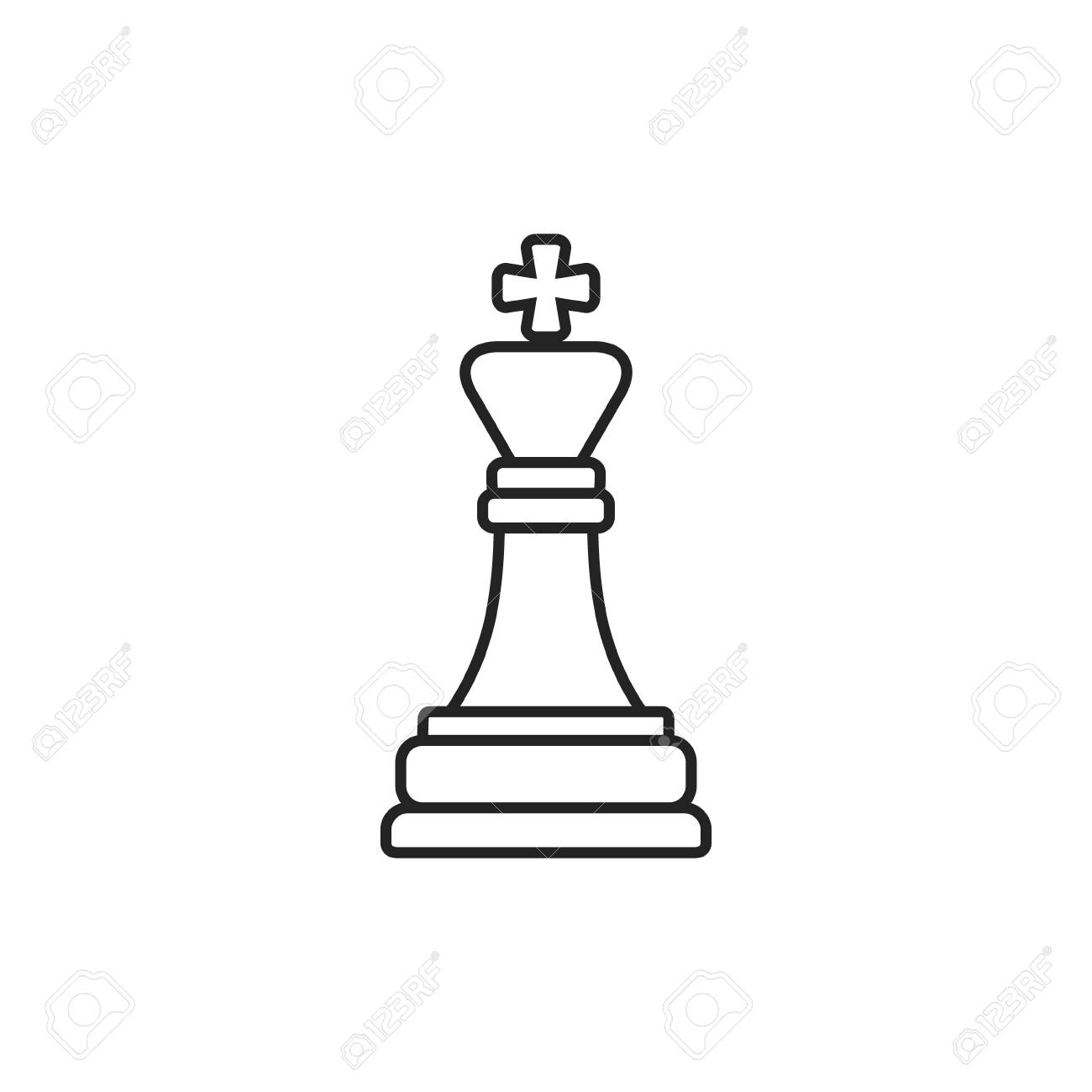 チェスはキング概要アイコンです ベクトル分離ライン シンボル のイラスト素材 ベクタ Image