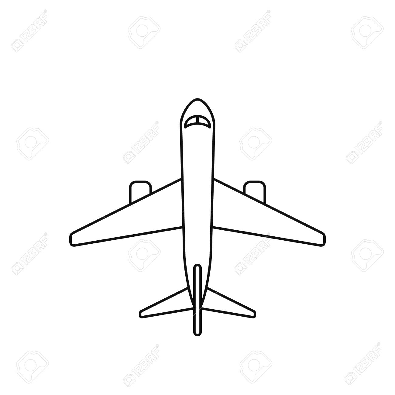 Airplane Line Icon View From Above On White Background. Royalty Free SVG,  Cliparts, Vectors, and Stock Illustration. Image 91943292., image size:1300x1300