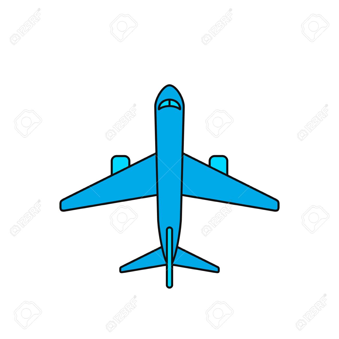 Airplane Flat Color Icon. View From Above On White Background. Royalty Free  SVG, Cliparts, Vectors, and Stock Illustration. Image 91943291., image size:1300x1300