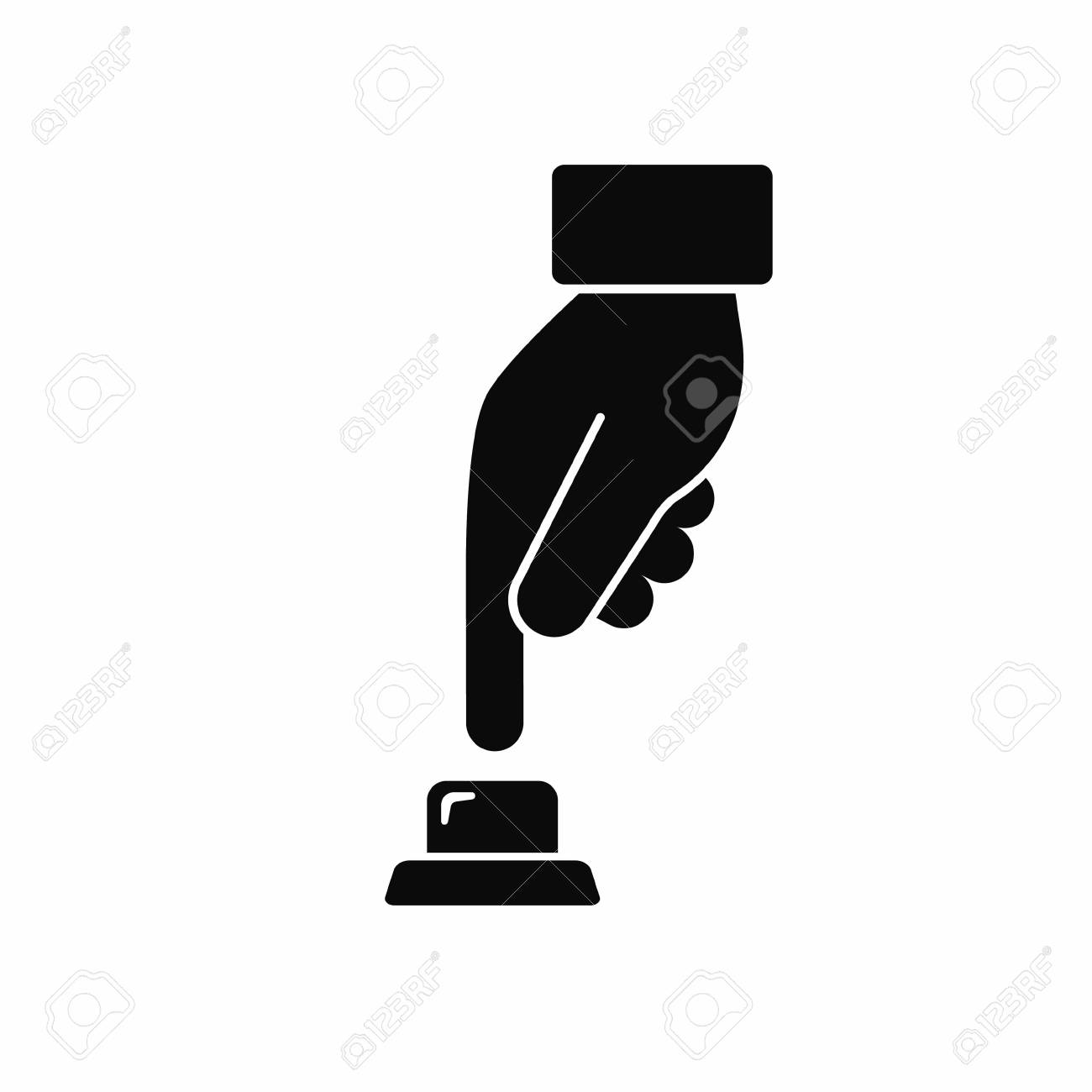 Hand Press Button Icon In Flat Style Vector Black Illustration Royalty Free Cliparts Vectors And Stock Illustration Image 97551907
