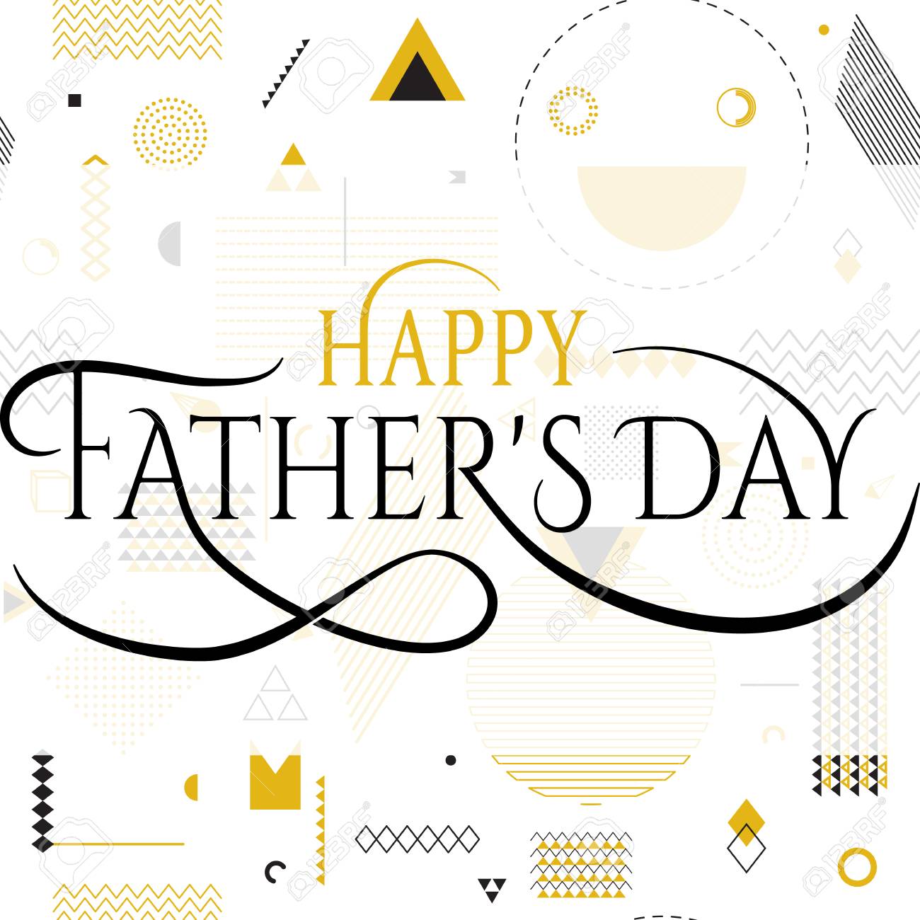 Happy Fathers Day Line Happy Fathers Day Wishes Design Vector Background On Seamless Pattern.  Fashion Father Line Greeting. Father Poster For Print Or Web Design. Modern  Holiday Wishes. Hipster Gold Style Royalty Free Svg, Cliparts, Vectors,