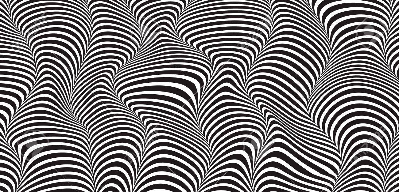 波のベクトル イラストはストライプの 3 D のファッション スタイル水平バック グラウンド テクスチャです モノクロ の曲線と幾何学的なモダンなテンプレートは モダンな抽象柄のゼブラ行を移動します のイラスト素材 ベクタ Image