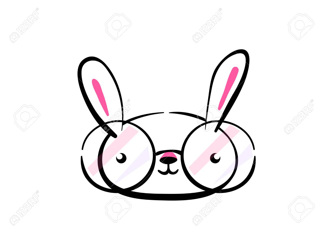 Cute Smiling Kawaii Easter Bunny Face With Glasses Happy Easter Royalty Free Cliparts Vectors And Stock Illustration Image 125148150