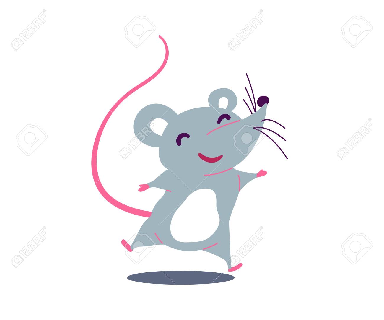 Cartoon Cute Rat In Simple Flat Style. Vector Illustration Royalty ...