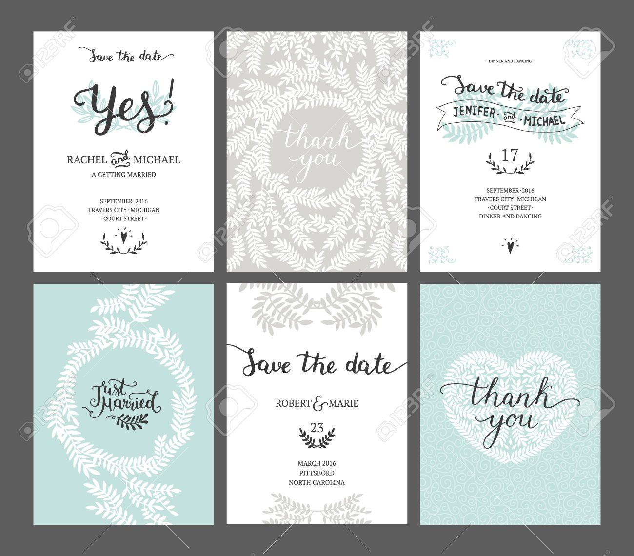 set of save the date cards wedding invitations with handdrawn save the date cards wedding