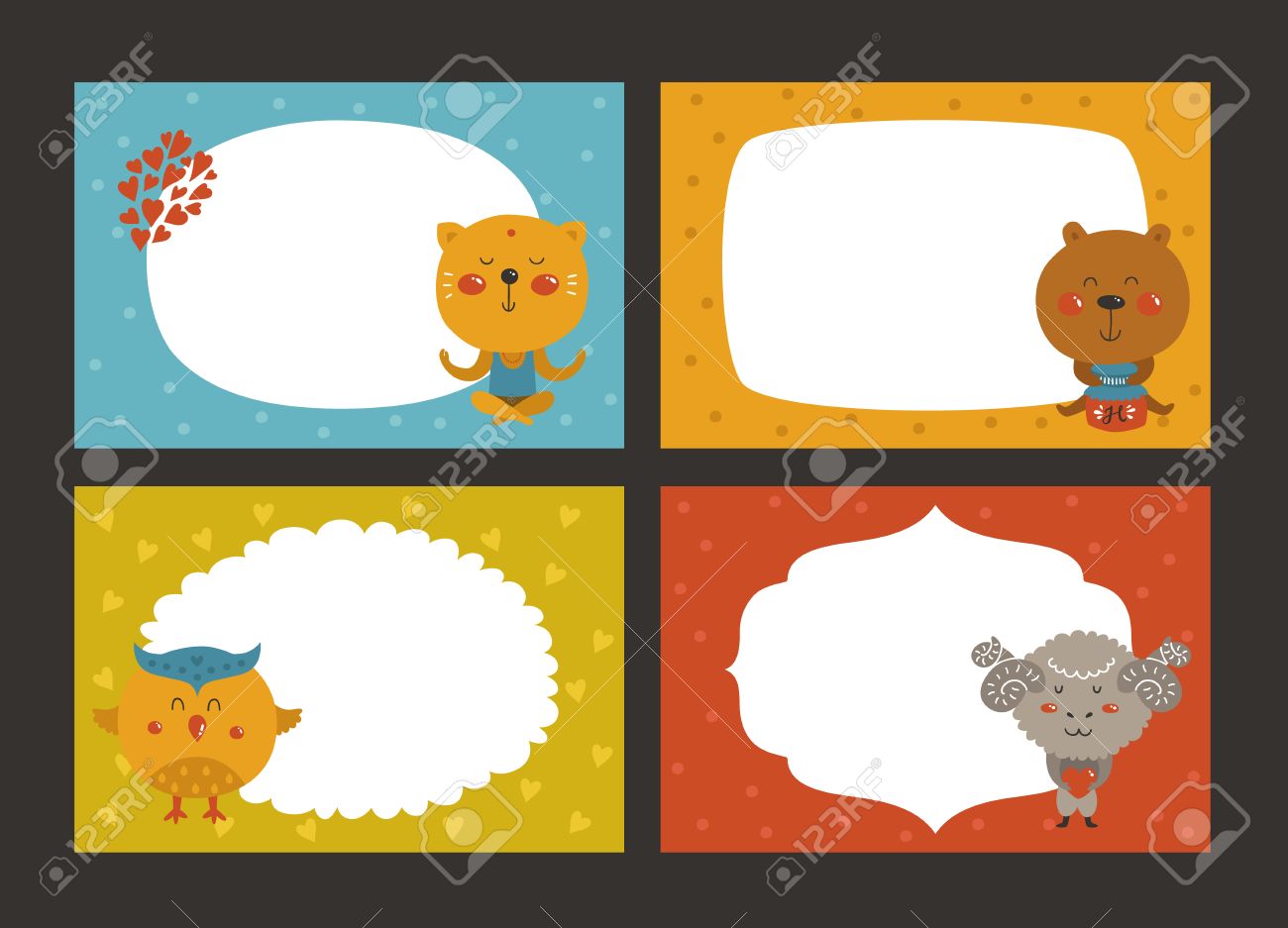 Definir Des Frontieres Des Animaux De Dessin Anime Cadre De Zoo Avec Chat Ours Hibou Et Merinos Animaux Mignons De Bebe Dans L Amour Cadre Pour Enfants Modele Pour Photo De Bebe Clip