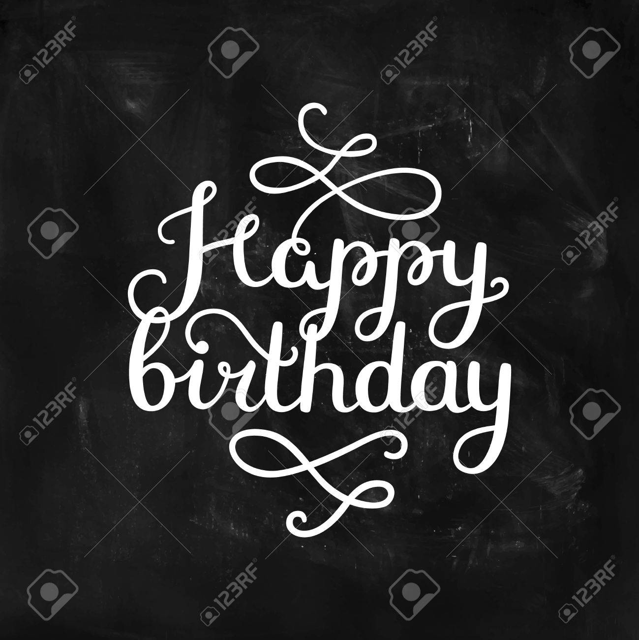 お誕生日おめでとうカード 黒板上のベクトル文字 お誕生日おめでとうサインのイラスト素材 ベクタ Image