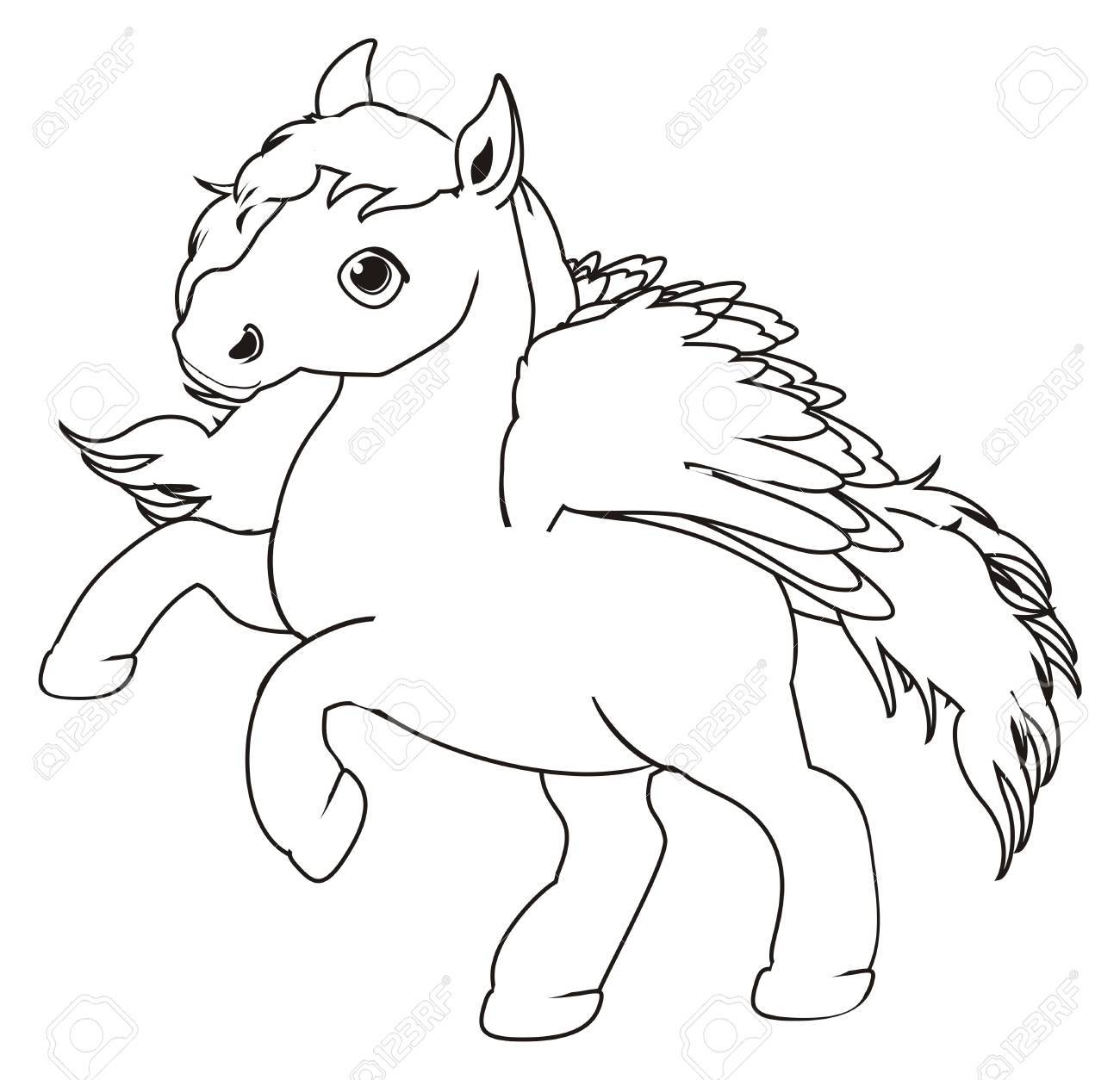 Coloring Cute Pegasus Stock Photo, Picture and Royalty Free Image. Image  80917729., image size:1300x1254