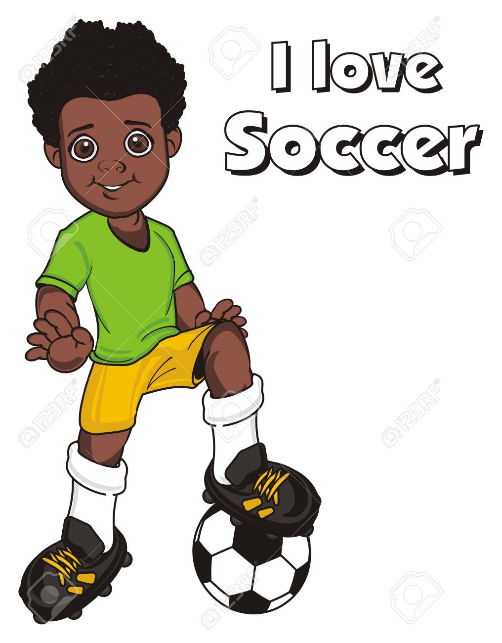 アフロ サッカー選手と碑文 の写真素材 画像素材 Image