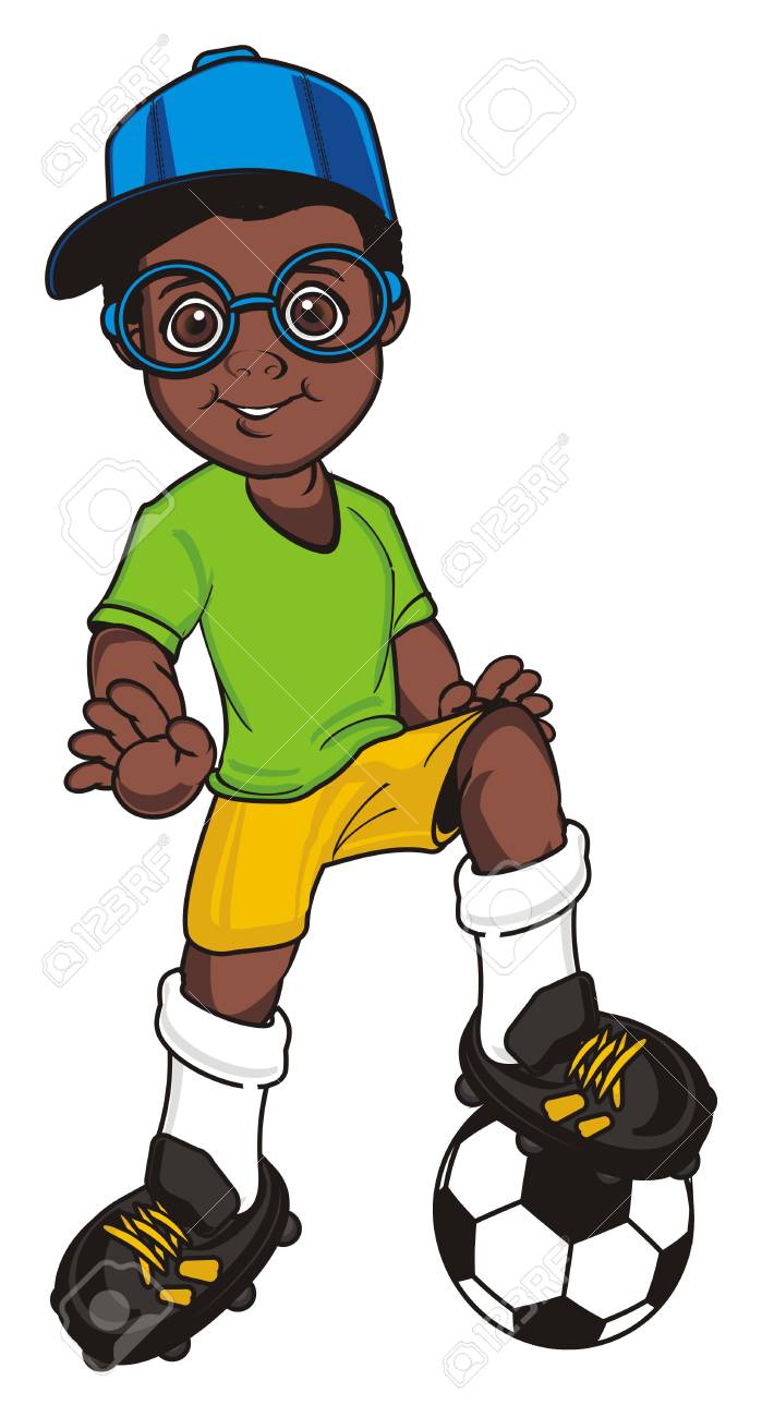 キャップとメガネでトレンディなアフロ サッカー選手 の写真素材 画像素材 Image
