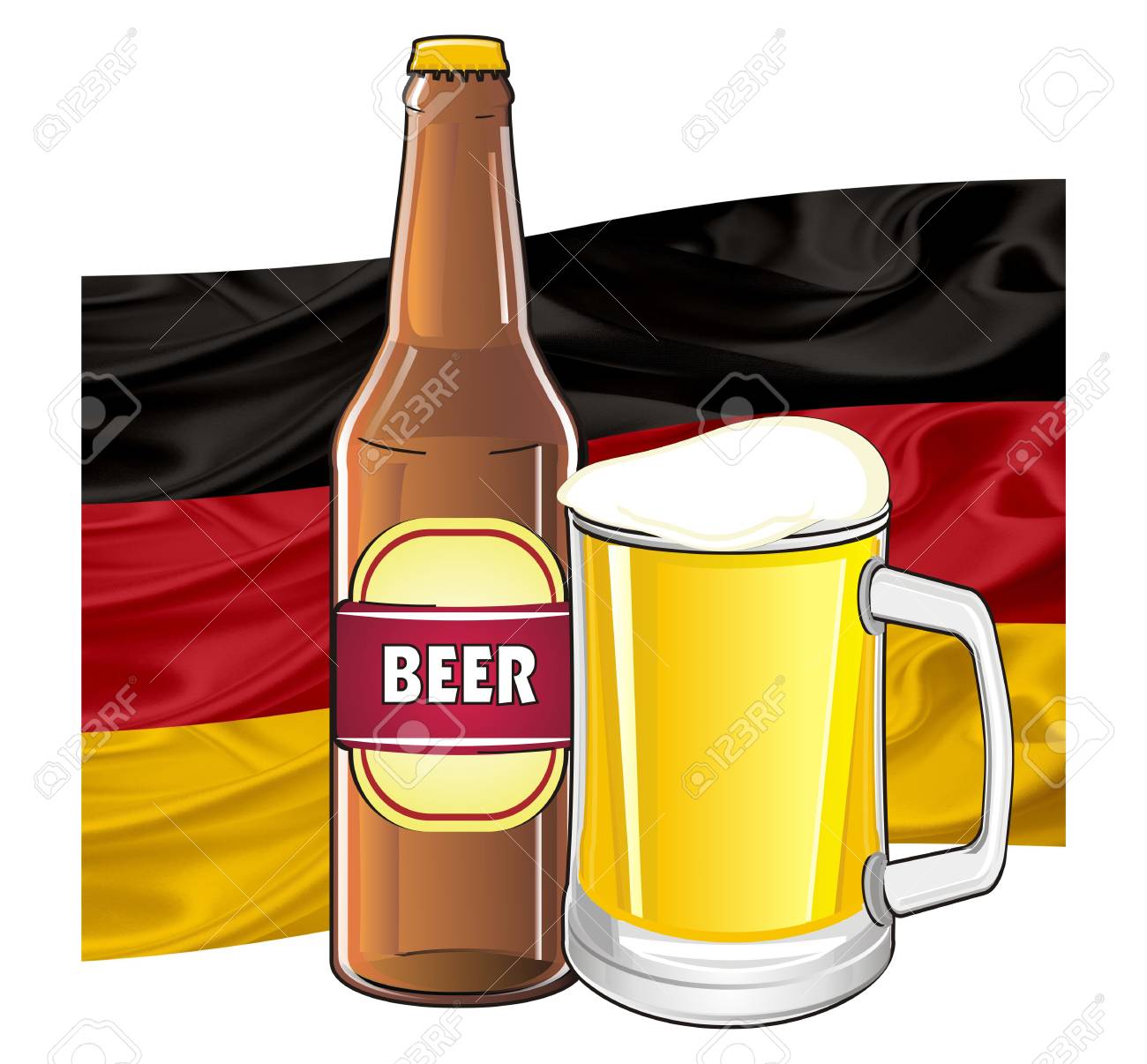 Bottle And Glass Of Beer Near The Germany Flag Stock Photo, Picture and  Royalty Free Image. Image 85726410., image size:1300x1206