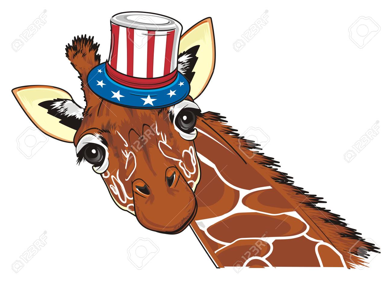Funny Giraffe In Hat With Usa Flag Stock P O Funny Giraffe In Hat With Usa Flag Stock P O
