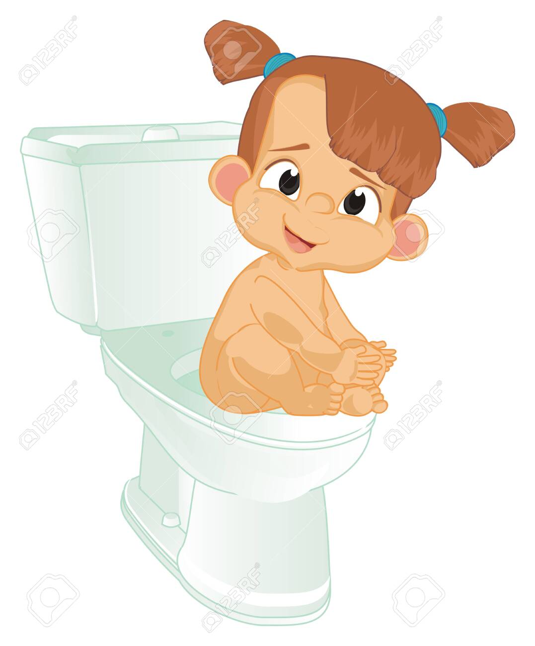 Naked Girl On Closed Toilet Seat