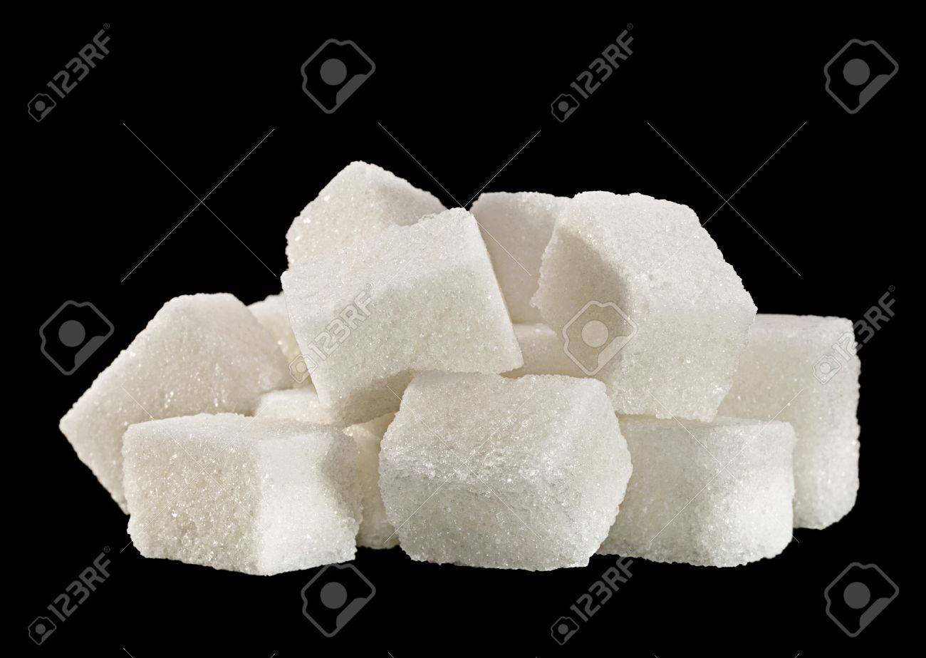 Lump Sugar Cube Isolated On Black Background Stock Photo Picture