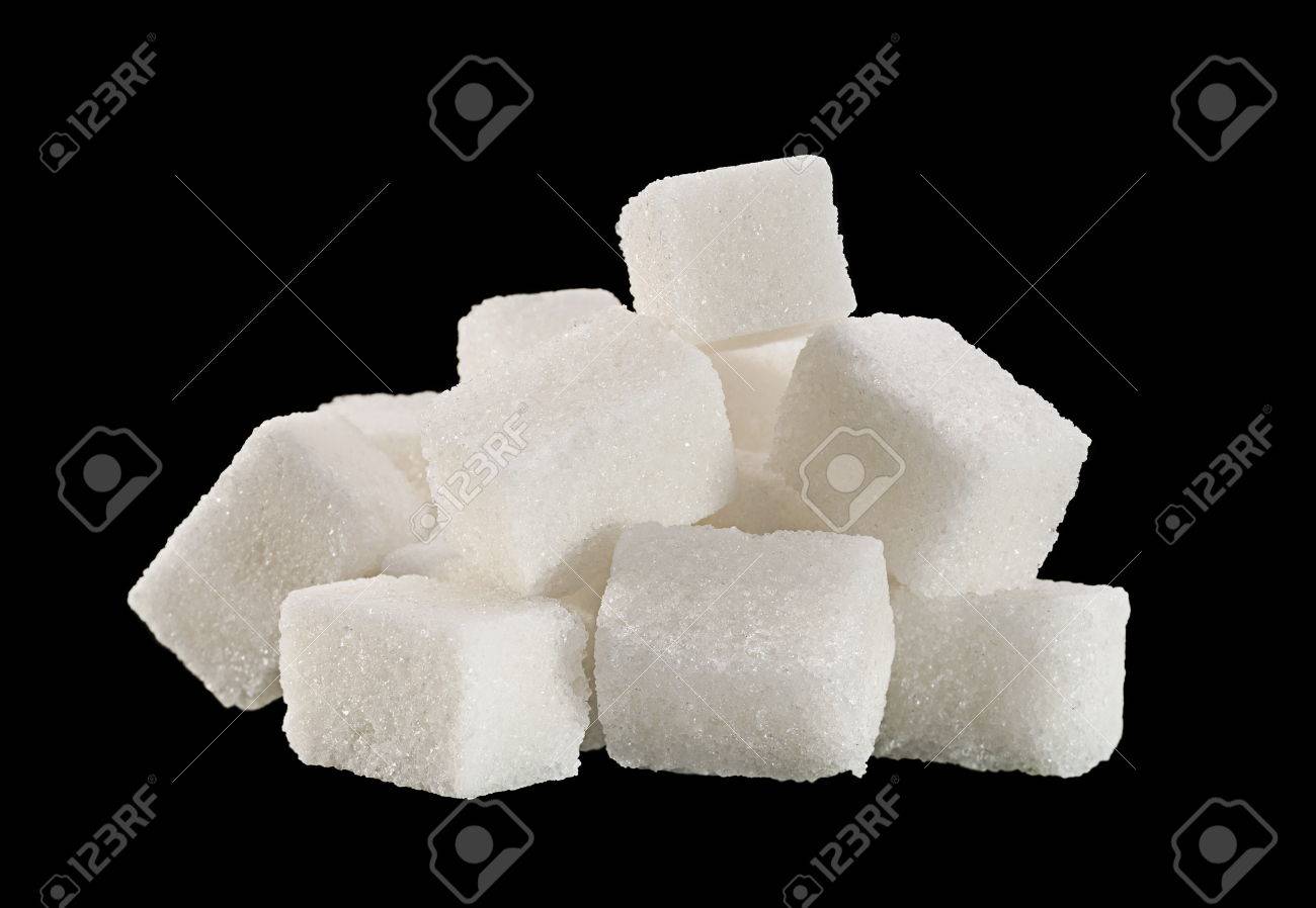 Lump Sugar Cube Isolated On Black Background Stock Photo Picture