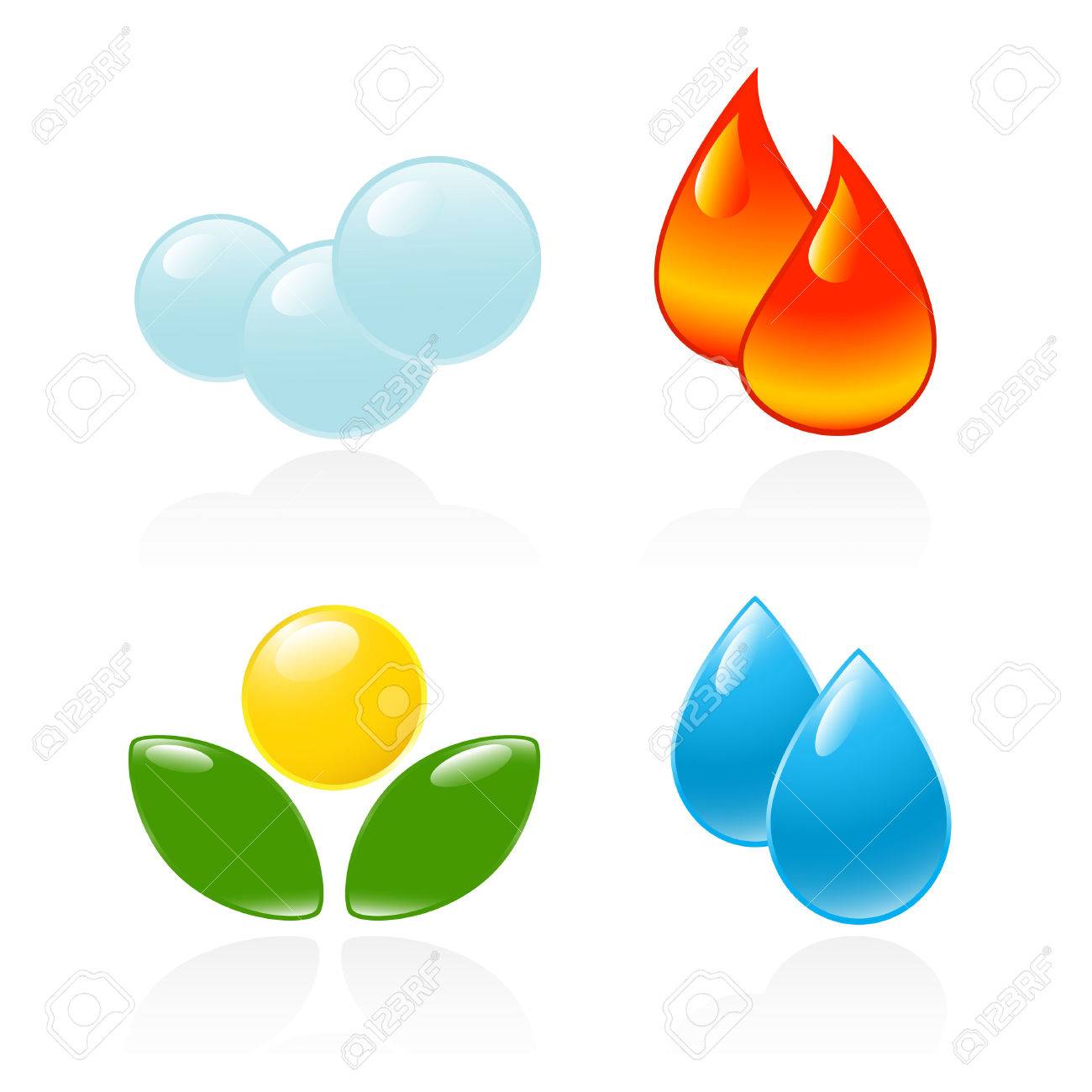 Quatre éléments. Feu, eau, air, sol. Illustration vectorielle Quatre éléments. Feu, eau, air, sol. Illustration vectorielle