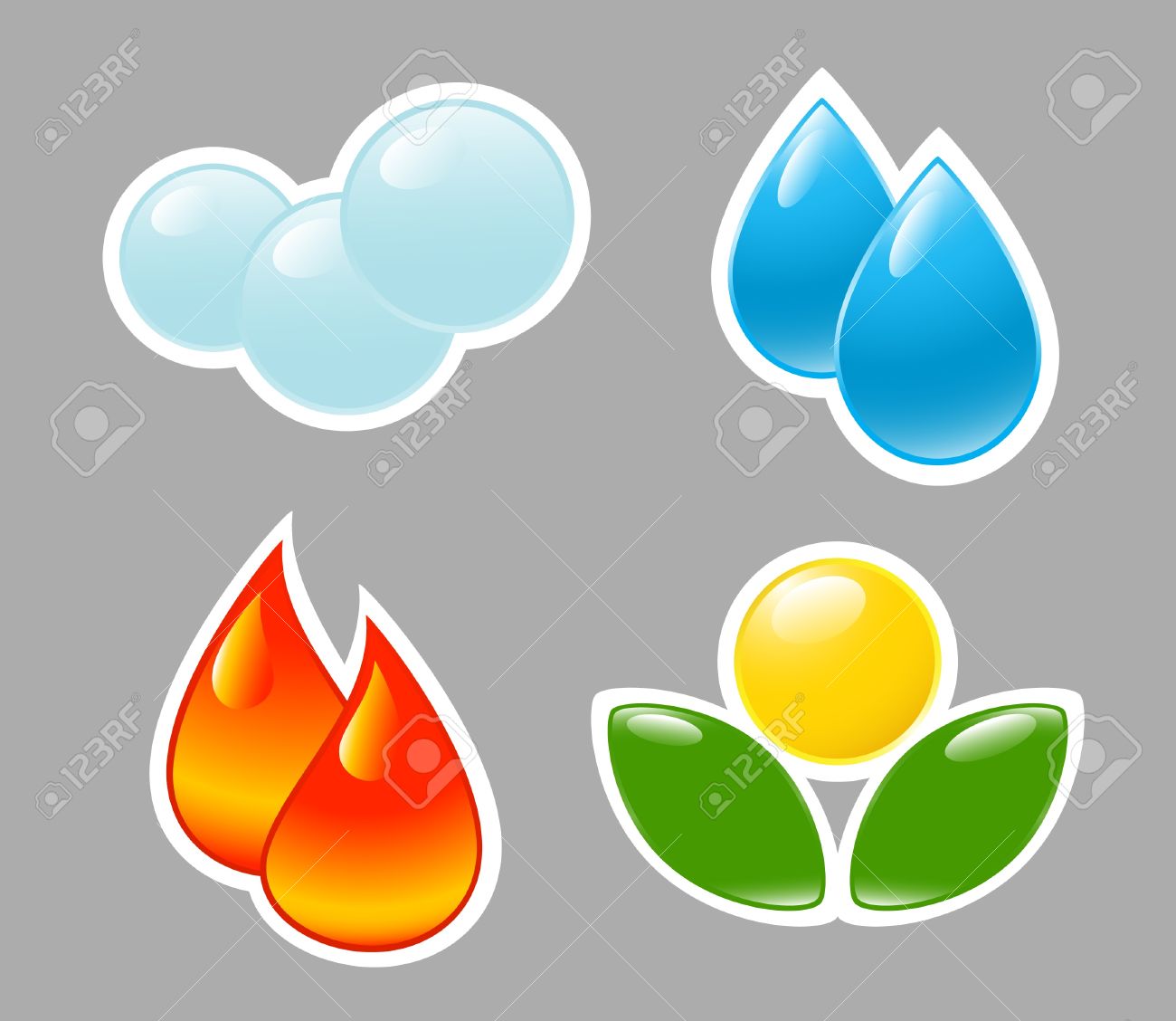 Four elements. Fire, water, air, ground. Four elements. Fire, water, air, ground.