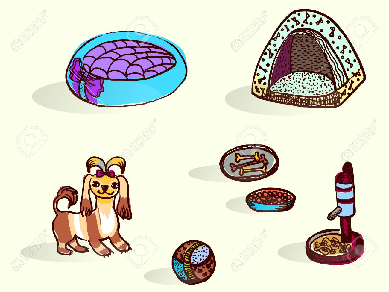 小さな犬は 彼女のために必要なもの 水平ベクトル イラスト のイラスト素材 ベクタ Image 小さな犬は 彼女のために必要なもの 水平ベクトル イラスト のイラスト素材 ベクタ Image