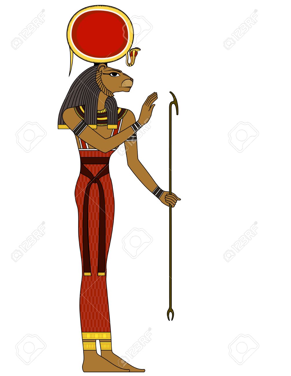 セクメト 古代エジプト神の孤立した人物 のイラスト素材 ベクタ Image