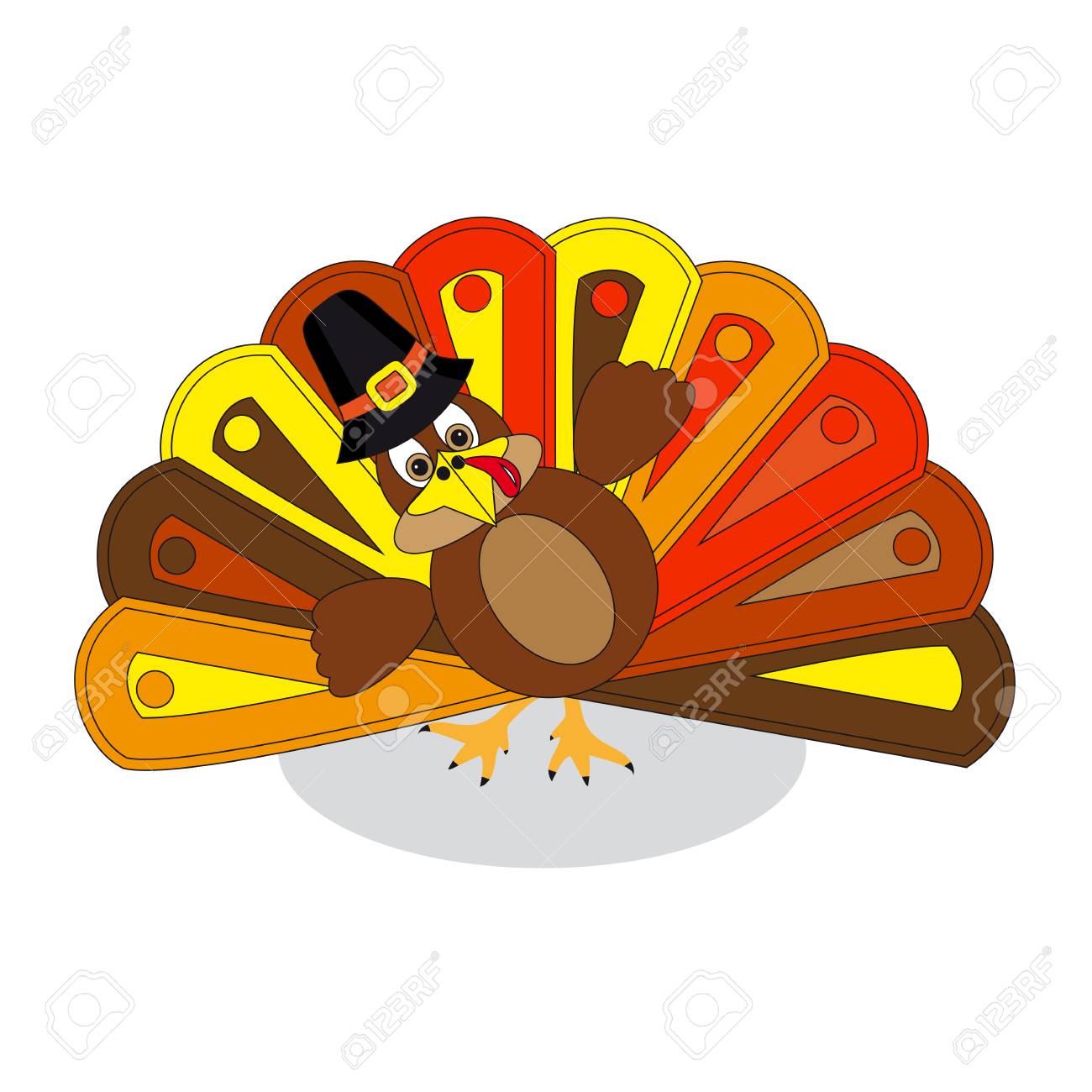 colorful turkey to thanksgiving day white background royalty free